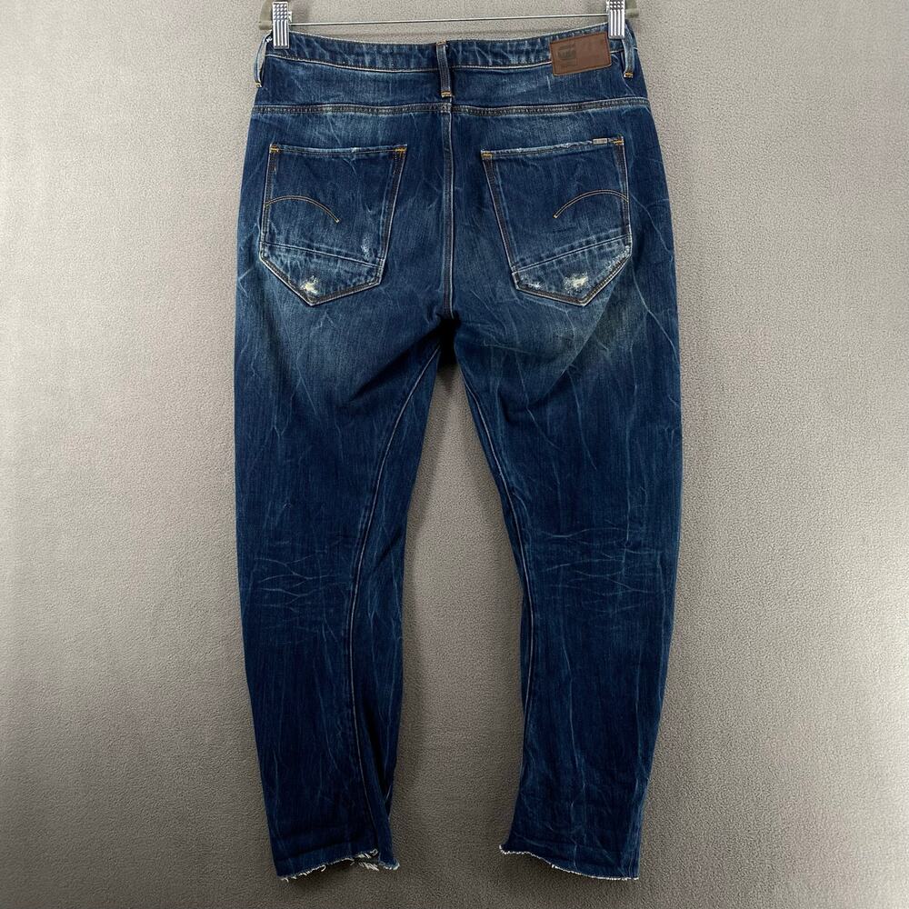 G Star Arc 3D Low Boyfriend Restored Denim Jean Womens 28 Raw Hems Distressed - Picture 2 of 16